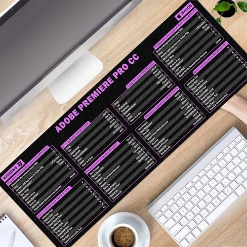 Image of Adobe Premiere Pro CC Shortcut Cheat Sheet Mouse Mat KMH Mouse Pad for Video Editors, Adobe Large Desk Mat, Producer Mousepad, Essential Computer Accessories for Study, Work, and Reference Purposes