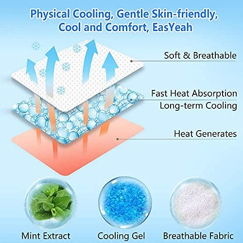 16 Sheets EasYeah Baby Cool Pads for Kids Fever Discomfort, Instant Cooling Patch, Pack of 16
