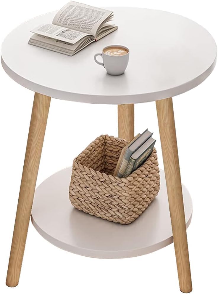 La mejor selección de Mesas de café los mejores 5. 48 Solerconm Mesa Auxiliar Redonda 2 Niveles,Mesita Lateral/Noche/Mesa de centro para Sala de Estar,Dormitorio,Balcón,Marco de Metal con Estante,Estilo Moderno Minimalista,Resistente...
