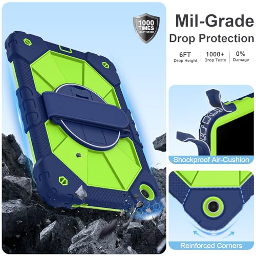 Image of Nitupai for Samsung Galaxy Tab A11+ Plus /A9+ Case 11 inch 2025 /2023 360Rotate | Rugged Samsung A11+ Case Galaxy Tab A9 Plus Cover with 360 Rotating Hand Strap Shoulder Strap Screen Protector, Navy Green