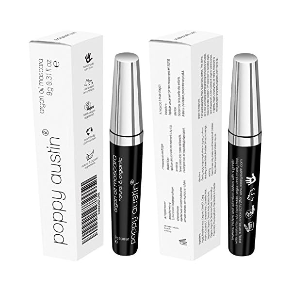 FINEST-Vegan-Mascara-For-Sensitive-Eyes-8x-More-Gentle-Hypoallergenic-Cruelty-Free-Organic-All-Natural-With-Cold-Pressed-Argan-Oil-by-Poppy-Austin-Black-031-fl-oz Poppy Austin Mascara - Organic Mascara, Natural Mascara, Vegan Mascara, Paraben-Free, Cruelty-Free Mascara - Hypoallergenic Mascara Lengthening & Volumizing with Argan Oil - 0.31 Fl Oz (Black)