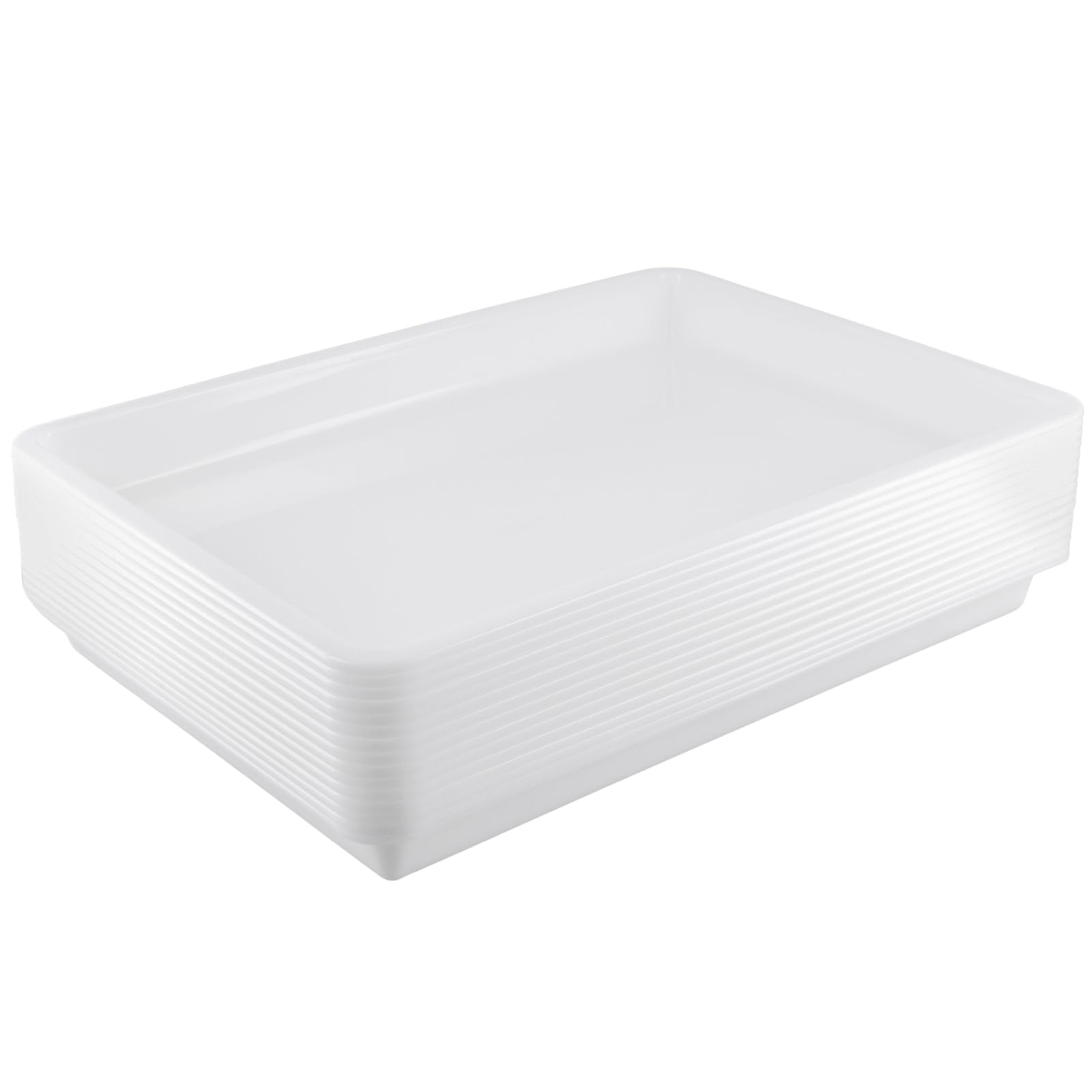 KOHAND 15 Pcs Plastic Art Activity Trays, 39.4 x 28.5 cm Plastic Serving Trays White Play Tray for Crafts and Activities, DIY Projects, Painting, Beads