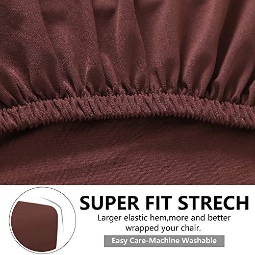 Stretch Dining Chair Slipcovers, Xl/Oversized Removable Washable Soft Spandex Extra Large Dining Room Chair Covers For Kitchen Hotel Table Banquet Solid Color (4 Per Set, Coffee) #TOP4