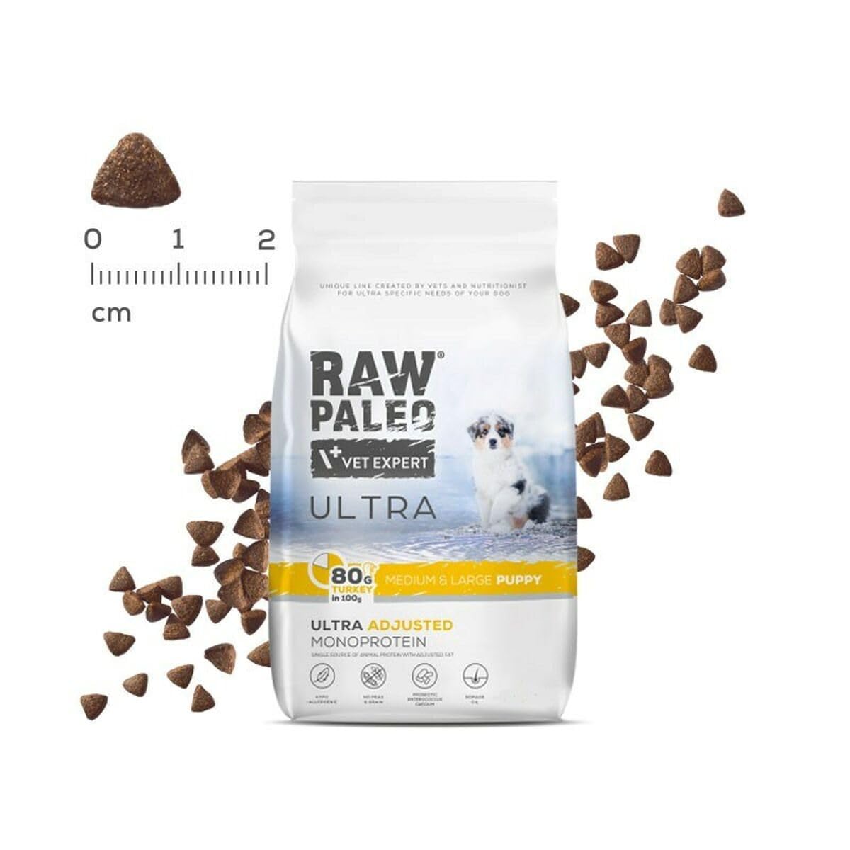 VETEXPERT Raw Paleo Ultra Turkey Puppy Medium/Large - Sucha Karma z Indykiem dla Szczeniąt Ras Średnich i Dużych 10 kg
