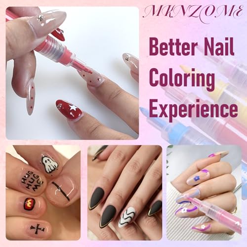 Image of 12 Color Nail Art Pens, 0.7 MM Nail Art Markers Nail Polish Pens Set Drawing Nail Paint Pens, Waterproof and Quick-drying Nail for DIY Design Manicure Design Tools