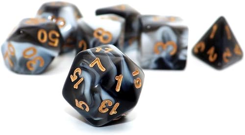 Miniatura 65 de DND - Juego de dados poliédricos RPG para Dungeon and Dragons MTG, juego de dados (morado y plateado) Mezcla de plata púrpura,Negro mezclado