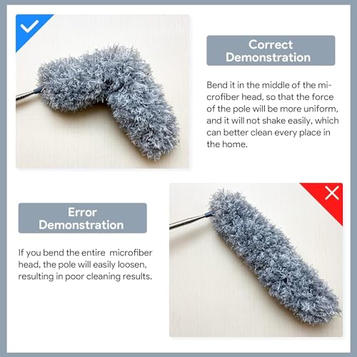 Image of 2025 Launched Microfiber Feather Ceiling Duster for Dust Cleaning with extendable Pole 100 Inch with Anti Scratch Bendable Washable Duster with High Cobweb Stick for High Ceiling Fans,Furniture