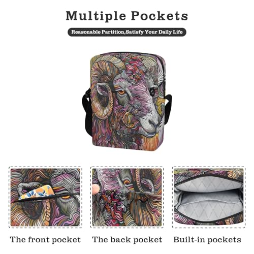messenger bag for women crossbody Small Crossbody Bag Women Shoulder Handbag For Travel Adjustable Strap for Shopping Shopping- Color Sheep Art Printing2