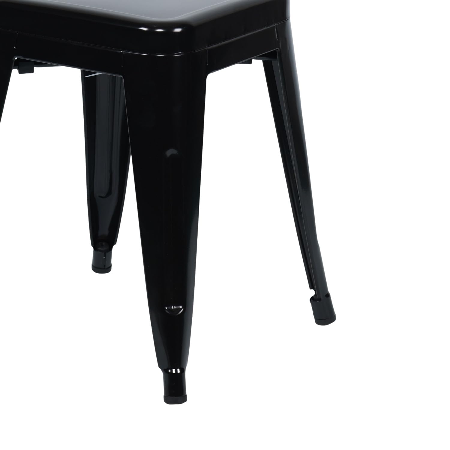 THINIA HOME Pack 4 Taburetes Bajos Industriales Apilables de Acero 38x38x46cm
