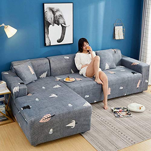 HUANXA Stretch Elástica Funda De Sofá Sofá De La Esquina, Chaise Longue Poliéster Antideslizante Funda Cubre Sofá 1/2/3/4 Plazas Funda Elástica para Sofá Todas Las Estaciones-S-2 Plazas145-185cm Cover