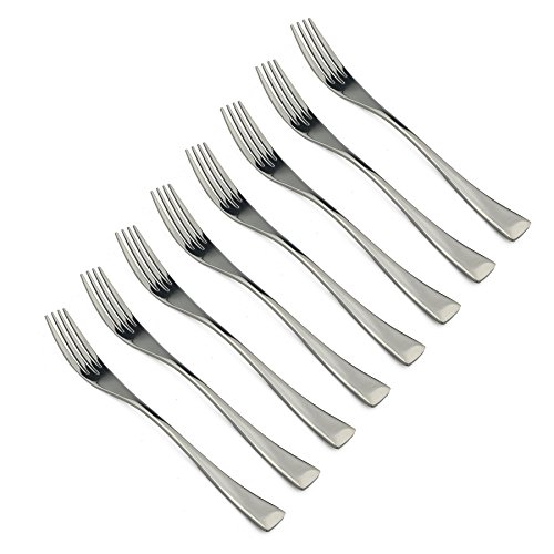 BRIIEC Mirror Polishing Silver 8 Pieces 18/10 Stainless Steel Dessert Fork Silverware Set