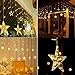 Christmas Decorations Stars Curtain String Lights with Remote, 138 LED Decoration Lights for Indoor/Outdoor, 8 Flashing Modes Fairy Lights for Bedroom, Wedding, Bedroom, Party, Holiday, Warm White