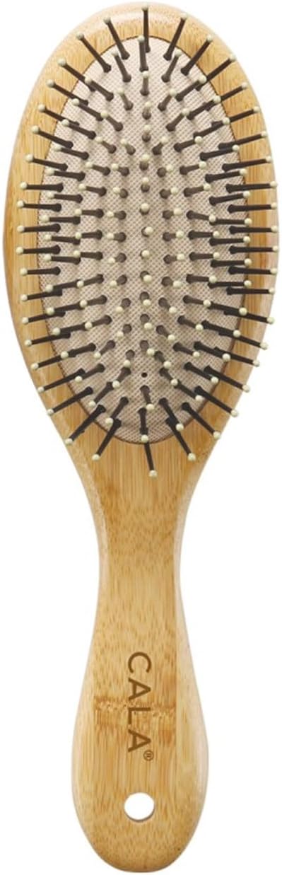Bamboo Oval Hair Brush, Eco-Friendly Wooden Handle, Cushion Base & Ball-Tipped Bristles, Detangles Wet or Dry Hair, Smooths Frizz & Adds Shine, For Normal to Thick Hair