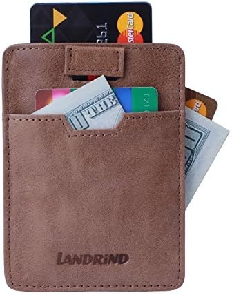 LANDRiND RFID Blocking Genuine Leather Wallets with Pull Tab Design for Men