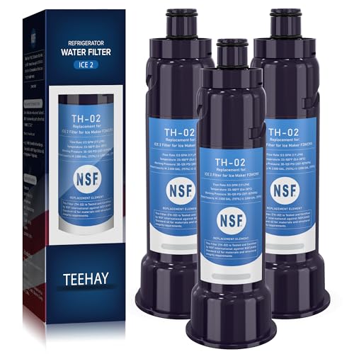 TEEHAY ICE2 F2WC9I1 ICE Maker Filter Replacement, Compatible with KitchenAid KUIX535HPS, KUIX535HBS Ice Makers, Used in 50 Ib Ice Maker Machines, 3 Pack (3)