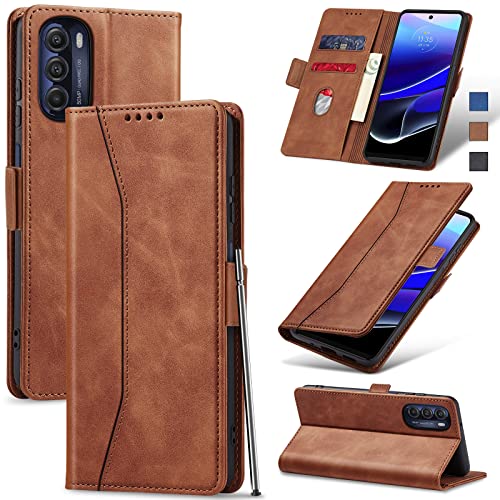 Image of Jasonyu Flip Wallet Case for Moto G Stylus 5G (2022),Brown