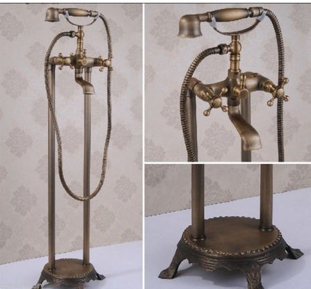 Mitigeur baignoire laiton antique sur pied Gowe éliminant les fuites et fuites de douche