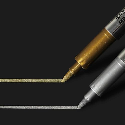 Miniatura 5 de MyArTool Rotuladores metálicos, marcadores permanentes metálicos dorados y plateados para ilustración de artista, manualidades, fabricación de