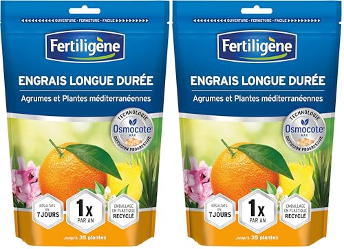 FERTILIGENE OSAGRUN - Engrais Granulés Longue Durée Osmocote Max Agrumes et Plantes Méditerranéennes 700 g - Pratique, 1 seule application par an - Résultats dès 1 semaine - 700 g pour 35 plantes