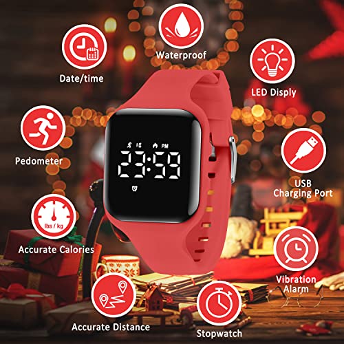 Image of Kids Watches for Girls Boys Digital Sport Watch with Step Counter Pedometer Vibration Alarm Clock, No App Waterproof Fitness Tracker Kids Watch Boys Girls Teens Students Ages 5-16