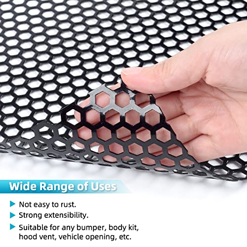 Image of AggAuto Universal 40 inchx13 inch Car Grill Mesh - Aluminum Alloy Automotive Grille Insert Bumper Honeycomb Hole 8mm Spacing 3mm, One of the Most Multifunctional Shape Grids 100x33cm Black