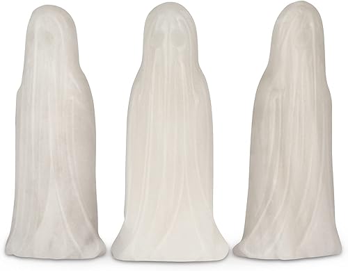 Miniatura 3 de Artistone Figura de fantasma tallada en cristal de Halloween de 3 pulgadas, piedra preciosa tallada, estatua de fantasma de jade blanco, piedra