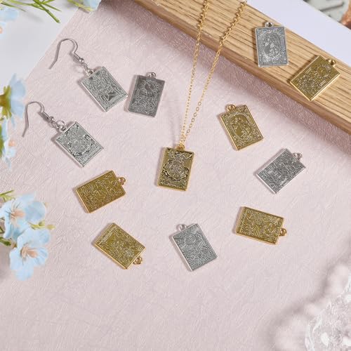 Colgantes rectangulares CHGCRAFT en aleación resistente, plata y oro antiguo 5