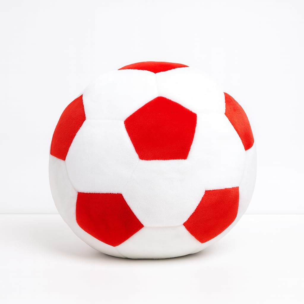 Toyingly Soccer Ball, Red and White, 30 cm, Classic Hexagonal Pattern-image-26
