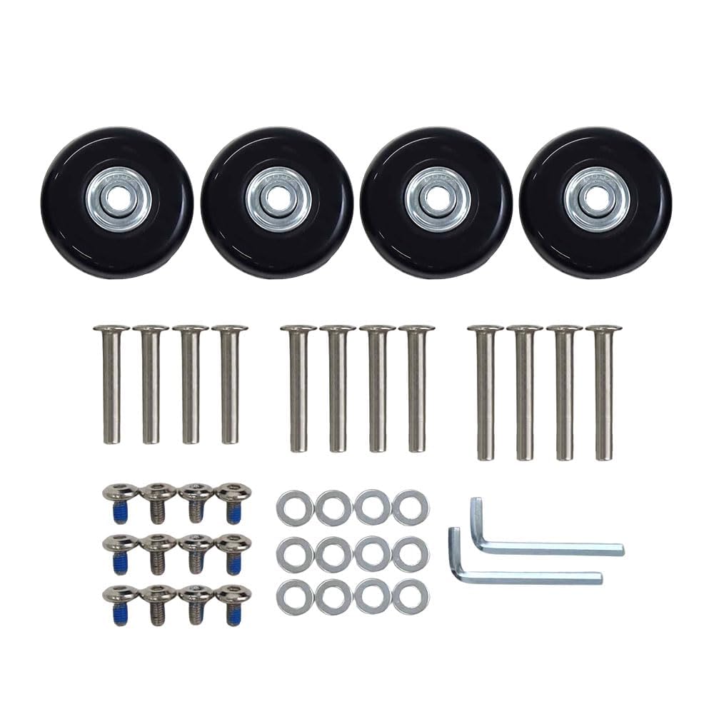 Japard Luggage Wheel Replacement Set, 50mm x 18mm Set of 4 Luggage Suitcase Replacement Wheels, Rubber Swivel Caster Wheels Bearings Repair Kits