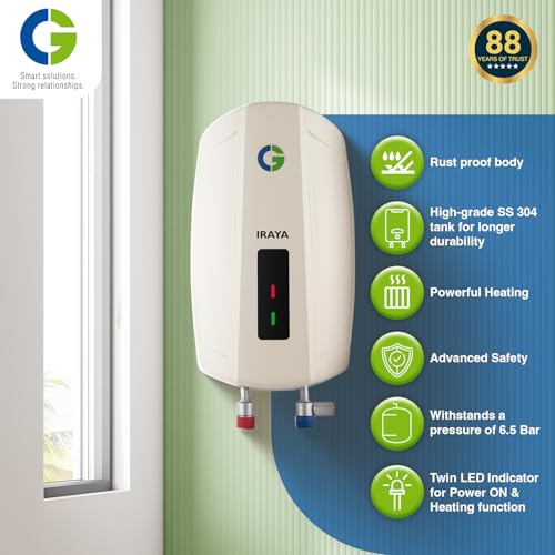 Image of CG-IWHIRAYA03LX Iraya 5.9L | Instant Water Heater (Geyser) | SS 304 Grade Tank | Power-Packed Fast Heating | Rust-Proof Body | 100% Copper Element | 2 Yr Product & 5 Yr Tank Warranty