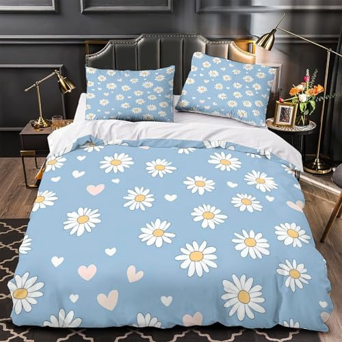 Housse de couette fleurie effet 3D parure lit luxe microfibre - 2