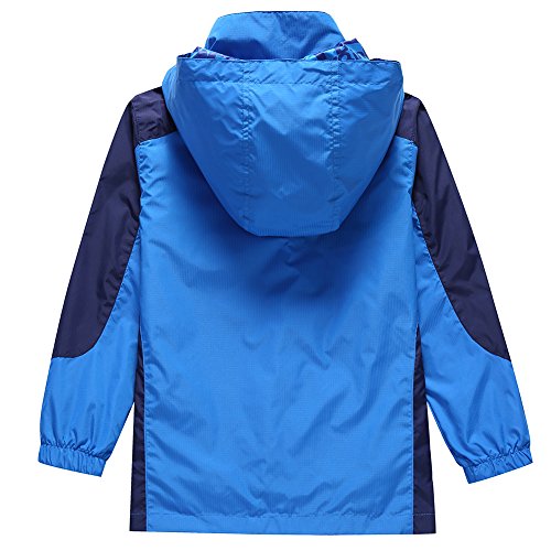 Image of Boys Rain Jacket with Hood Waterproof Casual Lightweight Zipper Raincoat for Kids Outwear Windbreaker Clothes (5-14)