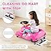 HONEY JOY 12V Ride On Car with Cleaning Fun, 3 in 1 Go Kart Ride On Toy with Remote Control, Toddler Racing Mop Cart with Adjustable Speed, Music, Horn, Kids Clean Car for Boys Girls Gift (Pink)