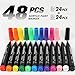 cloudriver Acrylic Paint Pens, Bulk Pack of 48, 12 Colors Water-based Ink Markers, Fine and Chisel Tip Acrylic Paint Markers For Canvas, Rock Painting, Wood, Glass, Metal, Ceramic, stone