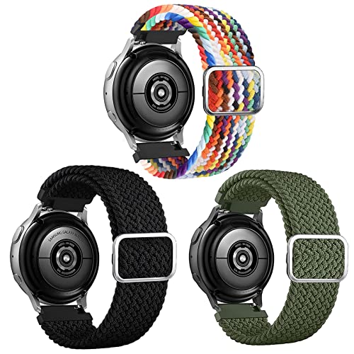 Compatible with Samsung Galaxy Watch 3 45mm Band/Galaxy Watch 46mm /Gear S3 Frontier/Gear S3 Classic/Gear2 R380/Live R382 , 22mm Nylon Elastic Adjustable Fashion Nylon Strap for Men Women (3 Pack)