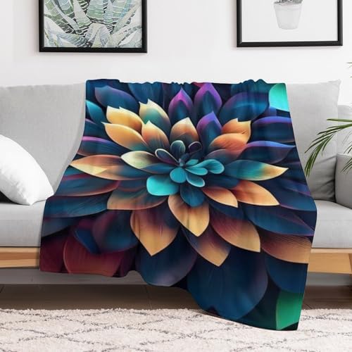 Couverture molleton de flanelle motif fleurs anti-froid lit