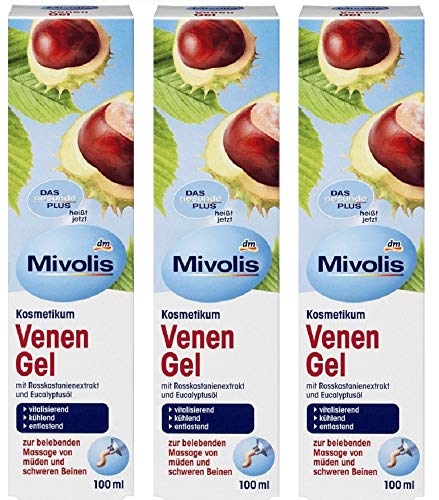 El saludable Plus (Mivolis) Venengel (3 unidades) revitalizante + refrescante, sin gluten, vegano, vegetariano, 03 x 100 ml
