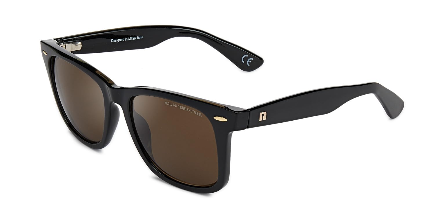 CLANDESTINE - Sonnenbrille für Herren und Damen - Modell Soho - Braune Nylon HD Gläser und TR90 Kunststoffrahmen - Farbe Habana Brown - One Size - Inklusive Smart Vision Technologie - Bessere Sicht