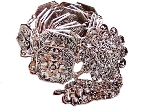 Belt Silver Plated Thai Tradition Grand Oriental Thailand Costume Vintage Wedding Thai Dancing Women Length 40"2