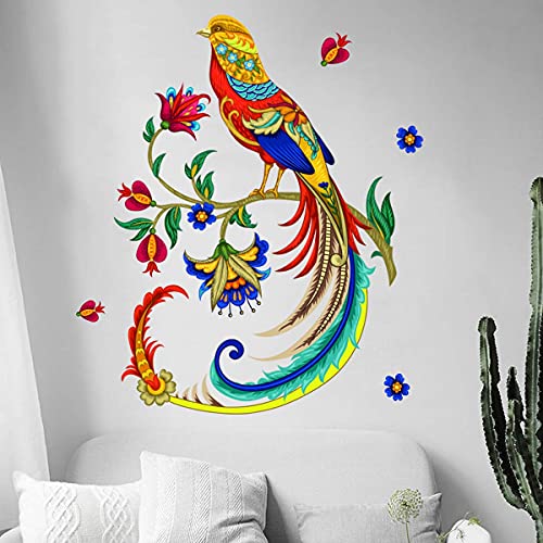 Amaonm Removable 3D Diy Colofrful Flying Birds On The Tree Branches Wall Decals Flower Floral Wall Sticker Peel And Stick Decor For Kids Babys Boys Girls Bedroom Nursery Room Living Room (Phoenix) #TOP2