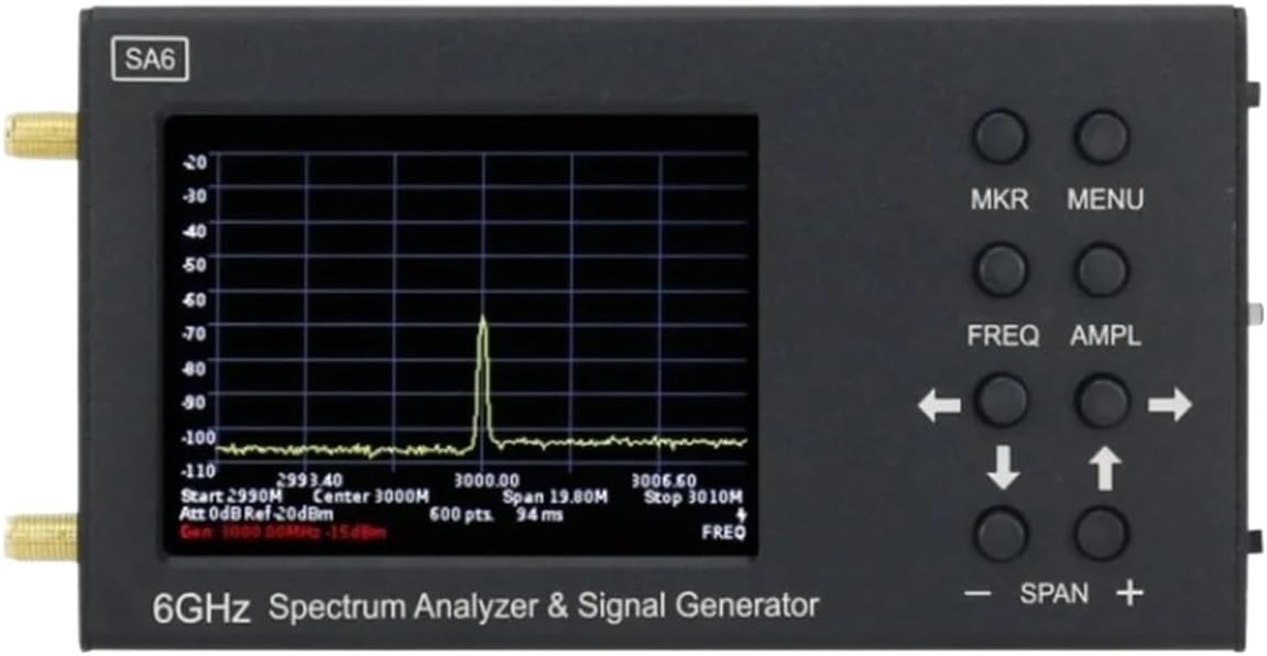 SA6 6GHz Handheld Spectrum Analyzer 3.2Inch Touch Screen Portable 35-6200MHz Wireless Signal Generator Tester