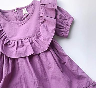 フリルROSEワンピース パープル - メルカリ｜半袖 