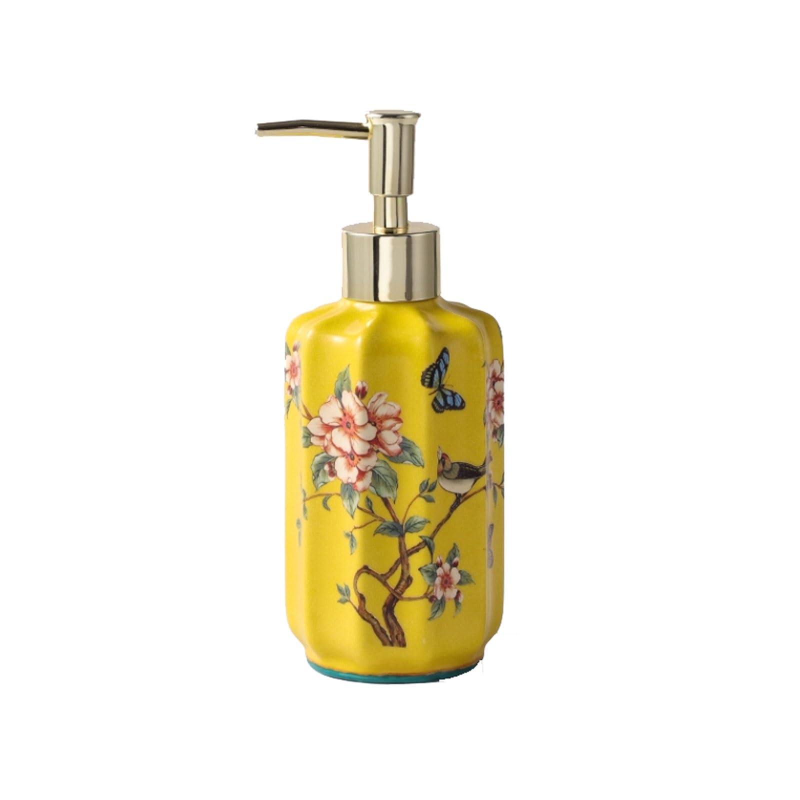 Yuihatf Gelb Ceramic Soap Dispenser Push Lotion Bottle Electroplated Abs Pump, Fade-Resistant, Compact Countertop(Gelb)