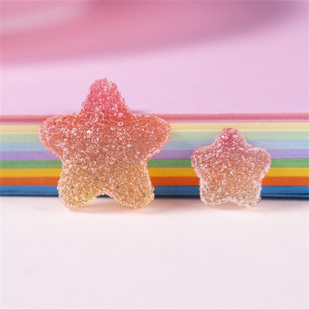 DIYOMR 60Pcs Cute Candy Resin Charm Flatback Fake Candy Beads Bulk Nail Embellishments, Heart/Star Shaped Charms Resin Decorative Accessories for Phone Case DIY Scrapbooking Craft Making (Stars) - Image 7