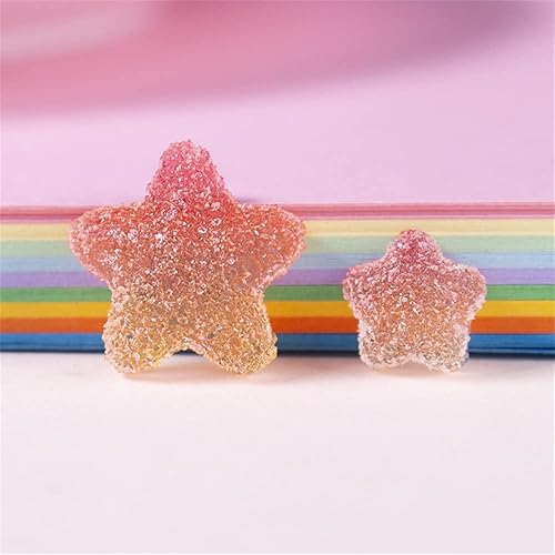 Miniatura 7 de DIYOMR 60 cuentas de caramelo de resina de caramelo con parte trasera plana, adornos de uñas a granel, dijes en forma de corazón y estrella,