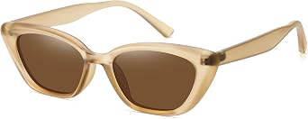 WOWSUN Small Cat Eye Sunglasses Womens Retro Narrow Trendy Polarized Sunglasses