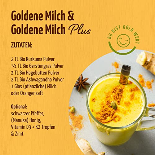 Kurkuma Pulver Bio 500g | fein gemahlene Kurkumawurzel in Bio-Qualität | Ideal zur Zubereitung einer Goldenen Milch, als Zugabe in Tee, asiatischen Gerichten, würzigen Suppen &... – Bild 4