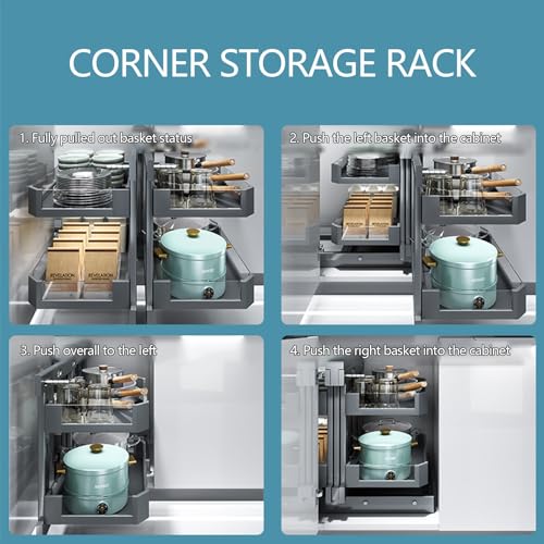 Armadietto Ad Angolo Cieco, Organizer Per Armadietto Estraibile, Organizer Per Armadio Estensibile Con Cassetto Portaoggetti Scorrevole Per Casa, Cucina, Bagno 800Frame - 8