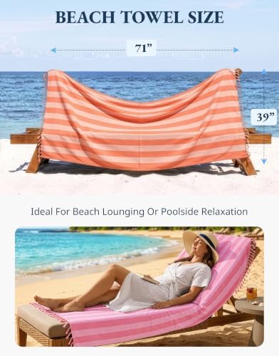 LANE LINEN 6 Pack Beach Towel Set, Oversized, 39"x71" - Summer Trio - 3
