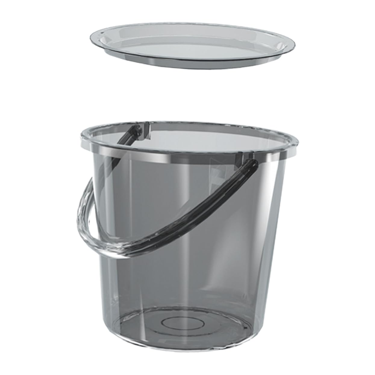 Seau en Plastique Transparent 23l avec Couvercle et Poignée pour Maison